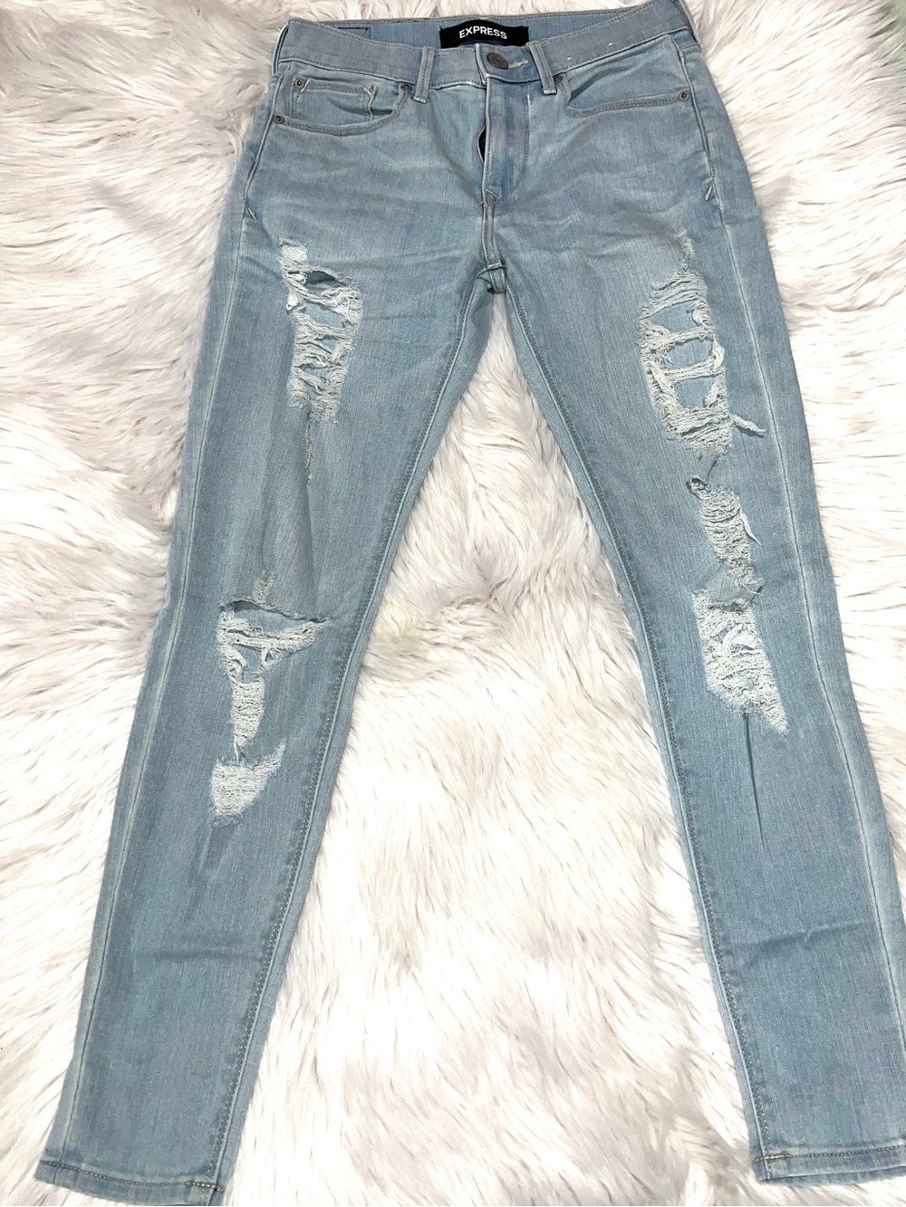 Express Light Wash Distressed Skinny Jeans